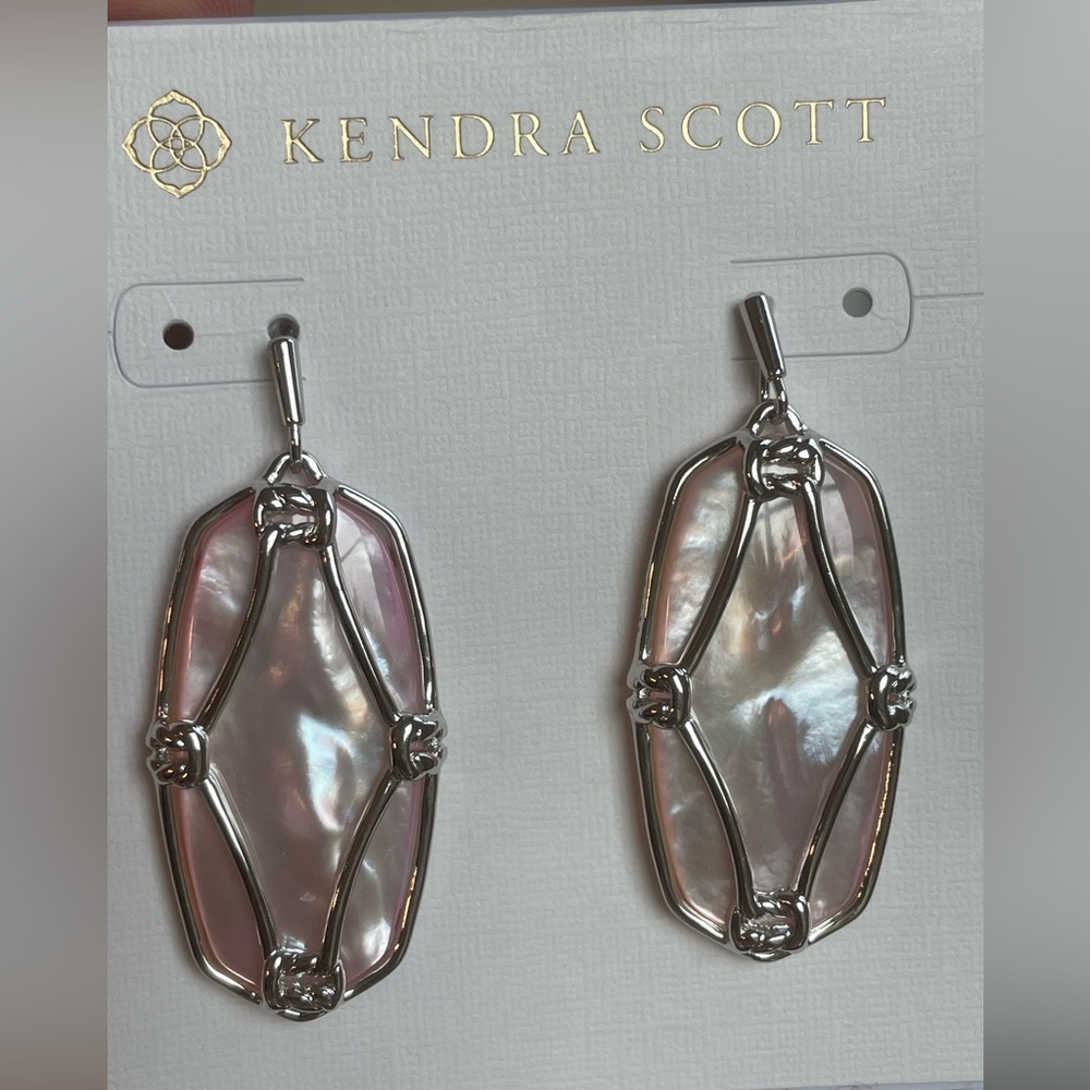 NWT - Kendra Scott Elle Lattice Framed Mother of Pearl Earrings